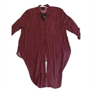 VIXBE‎ Women's Polka Dot Button-Down Blouse – New with Tags Size XL  Burgundy